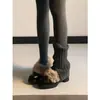 Chinelos de algodão estilo Birkenstock preguiçoso para mulheres, nova coleção outono/inverno 2026, forrados com fleece, de calçar, peludos, bico fechado, meio chinelo