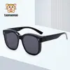 Gafas de sol de montura cuadrada se pueden usar sobre gafas graduadas para mujer, Portátiles para conducir, Elegantes gafas de sol polarizadas de alta definición negras para hombre, Protección UV