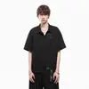Camisa Masculina de Manga Curta Desconstruída com Design de Rebite Estilo Americano, Branca de Verão, Marca de Nicho Tendência, Corte Solto, Camisa Fresca