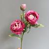 Simulación de pintura al óleo de peonía, peonía de 3 cabezas, flor artificial, decoración del hogar, accesorios fotográficos suaves, flor artificial, flor falsa al por mayor