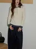 Suéter de Invierno Ajustado para Mujer, de Punto Base Engrosado con Cuello Blanco, Top de Lana de Alta Gama