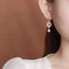 Yuebao Jewelry S925 Prata Esterlina Banhado A Ouro Hetian Jade Pérola de Água Doce Novo Estilo Chinês Vintage Folha de Bambu Brincos de Contas Redondas Gancho de Orelha