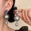 Pendientes Exagerados Estilo Bohemio Occidental de Corte Nuevo 2026, Accesorios para Orejas de Diamante Gris Vintage de Alta Calidad para Sesión de Fotos de Vacaciones