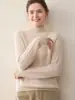 Suéter de Cashmere Puro com Gola Meia-Alta Engrossada para Mulheres Outono Inverno Mangas com Trança Malha Base Solta Afinando Suéter Top de Malha