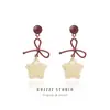 Pendientes de Estrella de Peluche Lindos Ipink para Mujer, Clips para Orejas Triangulares, Pendientes de Atmósfera Oscura, Halloween