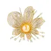 Estilo Coreano Planta Flor Caule Pérola Elegante Elegante Versátil Orquídea Cheia de Diamantes Celebridade Acessível Luxo Broche de Casaco Acessórios