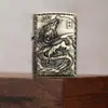 Isqueiro a Querosene Bronze Relevo Artesanato Retro Antigo Roda de Afiar Isqueiro a Querosene Dragão Tigre Suzaku Besta Mítica