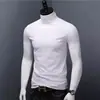 Camiseta de Hombre de Manga Corta con Cuello Semi Alto Estilo Nuevo 2026, Delgada Tipo Seda para Verano, Camiseta Interior de Manga Corta con Cuello Medio de Moda