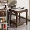 Mesa auxiliar de madera maciza y losa de roca, mesa auxiliar para sofá estilo mediados de siglo, estante para té para salas de mahjong y ajedrez, mesa de té pequeña de lujo ligero de alta gama