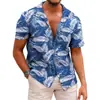 Camisa Hawaiana de Manga Corta con Estampado para Hombre de Verano Amazon Transfronterizo Fábrica de Origen Casual y Versátil