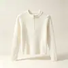 Nuevo suéter de punto para mujer de otoño con cuello redondo y media cremallera, top de punto de manga larga ajustado estilo coreano para mujer