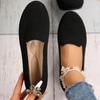 Novo Estilo Transfronteiriço Sapatos Rasteiros Rasos Fly-Knit para Mulheres, Tamanho Grande Tecido Tricotado Respirável Sapatos de Trabalho, Fornecimento Wish