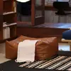 Puf para preguiçoso, sofá para guardar roupas velhas não utilizadas, banquinho baixo para bay window da sala, banquinho de couro, almofada de couro, tatame