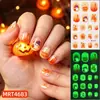 Pegatinas de calabaza Halloween que brillan en la oscuridad transfronterizas, en stock, diseño de fantasma de dibujos animados, película para esmalte de uñas, pegatinas de arte de uñas impermeables para niños