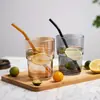 Copo de Água de Vidro Estilo Bambu Popular Mais Vendido para Mulheres, Copo de Vidro de Alto Valor Estético, Copo de Leite, Copo de Suco, Copo para Bebidas com Logo