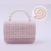 Nueva Bolsa de Mano de Algodón y Lino con Perlas para Niños, Bolso de Hombro para Niños de Jardín de Infancia, Bolsa Desnuda DIY, Bolsa de Flores Pegajosas, Venta al por Mayor