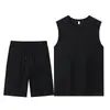 220g Set Sorona Camiseta sin Mangas Cuello Redondo Chaleco Pantalones Deportivos Casuales Cordón Pantalones Rectos