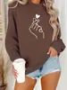Moletom Feminino de Gola Alta com Forro de Lã para Outono e Inverno com Estampa de Logo Grande e Gola Redonda - AliExpress Amazon Transfronteiriço