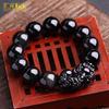 Pulseira Coragem de Obsidiana Natural Moda Masculina e Feminina Contas de Cristal Olho Arco-Íris Pulseira de Círculo Único fornecimento direto para atacado
