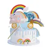 Decoración de pastel serie arcoíris globo aerostático tridimensional nubes luna meteoro color láser tarjeta tarjeta de fiesta plug-in