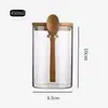 Frasco Redondo Sellado de Vidrio con Cuchara Tarro de Almacenamiento de Grano Grueso para Cocina Fruta Seca Grano de Café Botella de Almacenamiento de Vidrio de Borosilicato