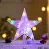 Decoración navideña en stock, luces LED de batería, luces de estrellas luminosas en la parte superior del árbol de Navidad, diseño de ventana de centro comercial para transfronterizos