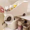 Caja de Almacenamiento con Ruedas, Organizador de Ollas de Cocina, Estante para Tapas de Ollas y Especias en Encimera, Caja de Almacenamiento para Gabinete