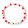 Pulsera de Corazón de Amor con Cuentas para Mujer, Roja y Rosa, Dulce Joyería para Pareja y Mejor Amiga al por Mayor