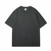 Camiseta 100% Algodão Atacado Transfronteiriça 220g Peso Pesado Gola Redonda Manga Curta Estampada com Logo Camiseta Cultural Solta Tamanho Grande Masculina