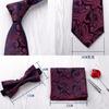 Corbata de tres piezas para hombre, traje formal de negocios, 8 cm, rayas, flor de anacardo, azul, corbata negra, boda, novio