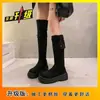 Botas western retro de tacón grueso y suela gruesa para adelgazar, botas largas hasta la rodilla de terciopelo para mujer Otoño e Invierno, botas de nieve, botas de montar 2026