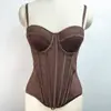Corsé de Malla Hueso de Pez Europeo y Americano Transparente Sexy Moldeador con Espalda Abierta y Hermoso Diseño de Espalda, Adecuado para Usar como Prenda Exterior, Camisola Corsé de Puro Deseo