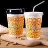 Vasos de Papel Desechables para Leche de Soya, Vasos Comerciales para Avena de Desayuno, Venta al por Mayor Personalizada con Tapa y Juego de Popote, Vasos de Leche de Soya Empaquetados