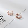 Nalan Plata S925 para Mujer Estilo Coreano Simple Doble Capa Trenzado Hebilla de Oreja Hueca Línea de Onda Joyería para Oreja G7690