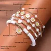 Conjunto de Pulseras de Flor con Perlas de Verano Transfronterizo Europeo y Americano Pulsera de Margarita Bohemia Perla Pulsera