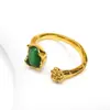 Nuevo Anillo de Zirconia de Temperamento de Lujo Ligero Transfronterizo Europeo y Americano Alto Sentimiento para Mujer Acero de Titanio Oro de 18k Anillo Abierto Venta Directa