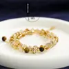 Artículos de alta calidad anillo doble de fortuna natural pulsera de cristal torre amarilla pulsera de ojo de tigre estilo de hadas pulsera de regalo para novias mujeres al por mayor