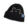 Gorro de Punto Cálido para Otoño e Invierno Lindo Oso de Dibujos Animados Bordado Gorro de Lana Estudiante Todo Fósforo Gorro Jersey Mostrando la Cara Gorro Pequeño para el Frío