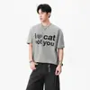 Camiseta Masculina de Verão Estilo Americano com Estampa de Letras, Gola Redonda, Manga Curta, High Street, Esportiva, Legal para Casal, Camisa Casual de Meia-Manga para Casal