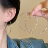 Pendientes de Aro Grandes de Plata de Ley S925 con un Diseño Elegante, Nuevos Pendientes de Aro Lisos Versátiles de Moda para Celebridades de Internet