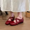 Zapatos First Encounter Season Red para Mujer que Aumentan la Altura 2026 Nuevo Estilo de Verano Zapatos Mary Jane de Ballet Francés para Combinar con Faldas