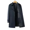 Gabardina transfronteriza para hombre para otoño e invierno, con cuello de solapa, de longitud media, cinturón desmontable, adecuada para negocios casual de mediana edad y vestimenta formal, moderna
