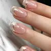 Uñas postizas cuadradas cortas blancas tipo armadura, estilo francés, armadura, simples, clásicas, para chicas, combinan con todo, de alta calidad, removibles, manicura, venta al por mayor