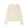 Top con Capucha de Encaje de Manga Larga Estilo Suave Tallas Grandes Nanxia para Mujer, Adelgazante y Versátil, Blusa Favorecedora y Elegante