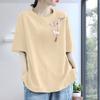 Camiseta de Algodão Puro de Manga Curta para Mulheres, Caimento Normal nos Ombros, Novo Estilo Verão 2026, Caimento Solto, Emagrecimento, Estilo Tendência Nacional, Tamanho Grande, Camiseta Tendência que Rejuvenesce
