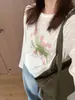 Camiseta de manga larga con estampado y cuello redondo para mujer, protección solar, nuevo estilo verano 2026, suelta y cómoda, camiseta básica tipo suéter, top versátil