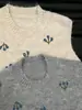 Nuevo Chaleco Bordado de Capas para Primavera y Otoño Cuello Redondo de Punto Versátil para Mujer Estilo Coreano Top Adelgazante Tendencia Suave