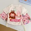 Conjunto de Verano para Niñas 2026 Nuevo Elegante Infantil Verano Delgado Dulce Dibujos Animados Manga Corta Falda Plisada Conjunto de Dos Piezas