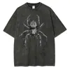 [Transfronterizo 230g] Camiseta Gráfica de Araña Dibujada a Mano, Camiseta Casual de Algodón con Mangas Cortas y Estampado para Hombre