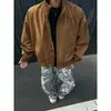 Jaqueta Bomber Azul Escuro 2026 Masculina Outono Estilo Curto Vibe Americana de Alto Padrão Rebellde Legal Gola Alta Roupa Exterior